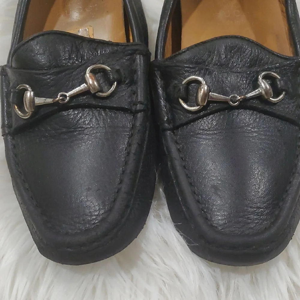 Gucci Black Leather Moccasins with Silver Detail - Picture 2 of 16